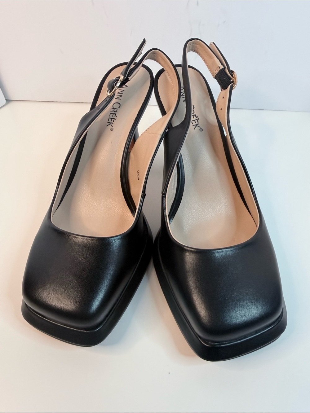 Ann Creek Black Platform Slingback Pumps Size 9.5 M